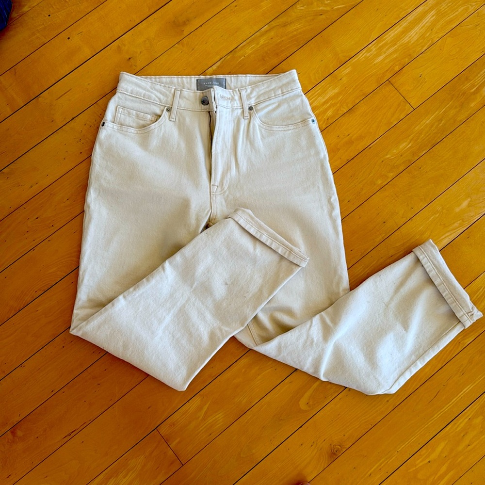 Everlane Cream High-Waisted Jeans curvy cheeky 27